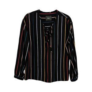 RAILS Black Multi Color Striped Shirt Size Small